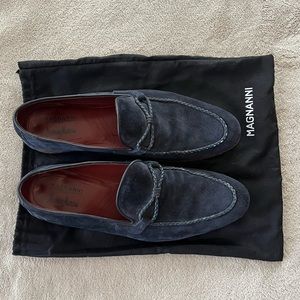 Magnanni blue suede loafer